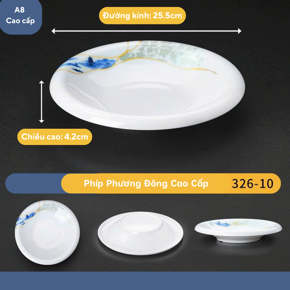 Đĩa Bồng Hoa Quả Phương Đông Tròn Sâu Melamine Cao Cấp 326-10
