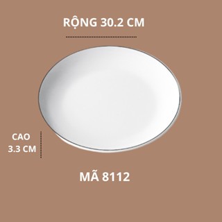 Đĩa Tròn Trắng Viền Đen Phong Cách Bắc Âu Melamine A5 8112