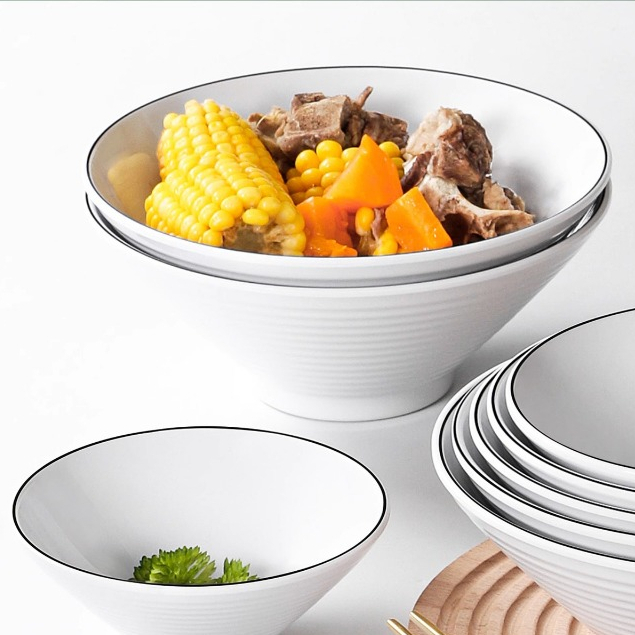 Tô Mỳ LB Phíp Trắng Viền Đen Phong Cách Bắc Âu Melamine A5 LB009A800