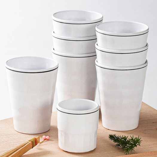 Cốc Phíp Melamine Trắng Viền Đen Phong Cách Bắc Âu 5207