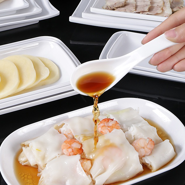 Đĩa Chữ Nhật Sâu Phíp Trắng Cao Cấp Melamine A5 800-8.5