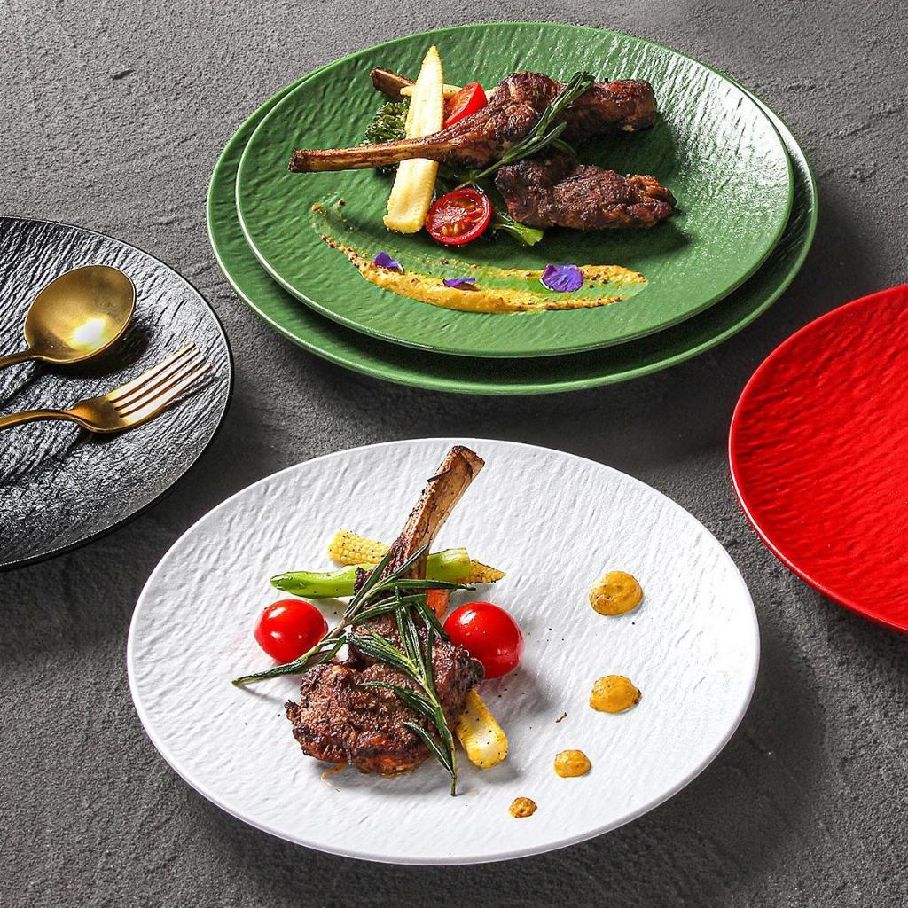 Đĩa Tròn Cạn Vân Đá Trắng Melamine A8 Cao Cấp B386-9