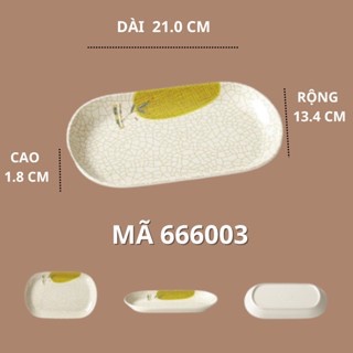 Đĩa Bầu Hoạ Tiết Lá Tre Phong Cách Nhật Bản 666003