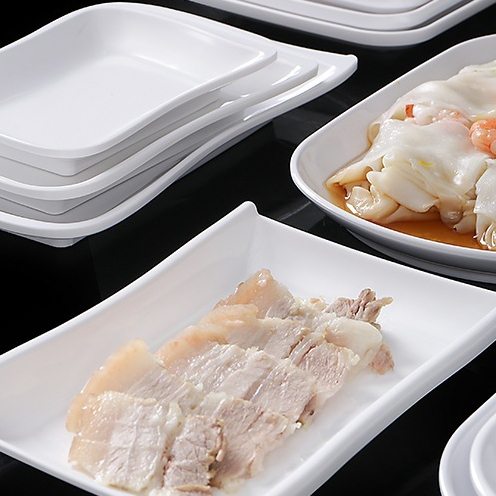 Đĩa Chữ Nhật Sâu Phíp Trắng Cao Cấp Melamine A5 800-6.5