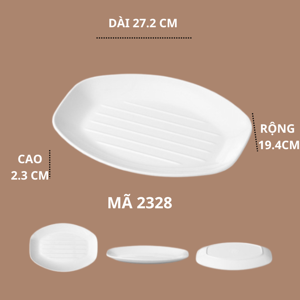 Đĩa Soài Cạnh Phíp Trắng Cao Cấp Melamine A5 2328