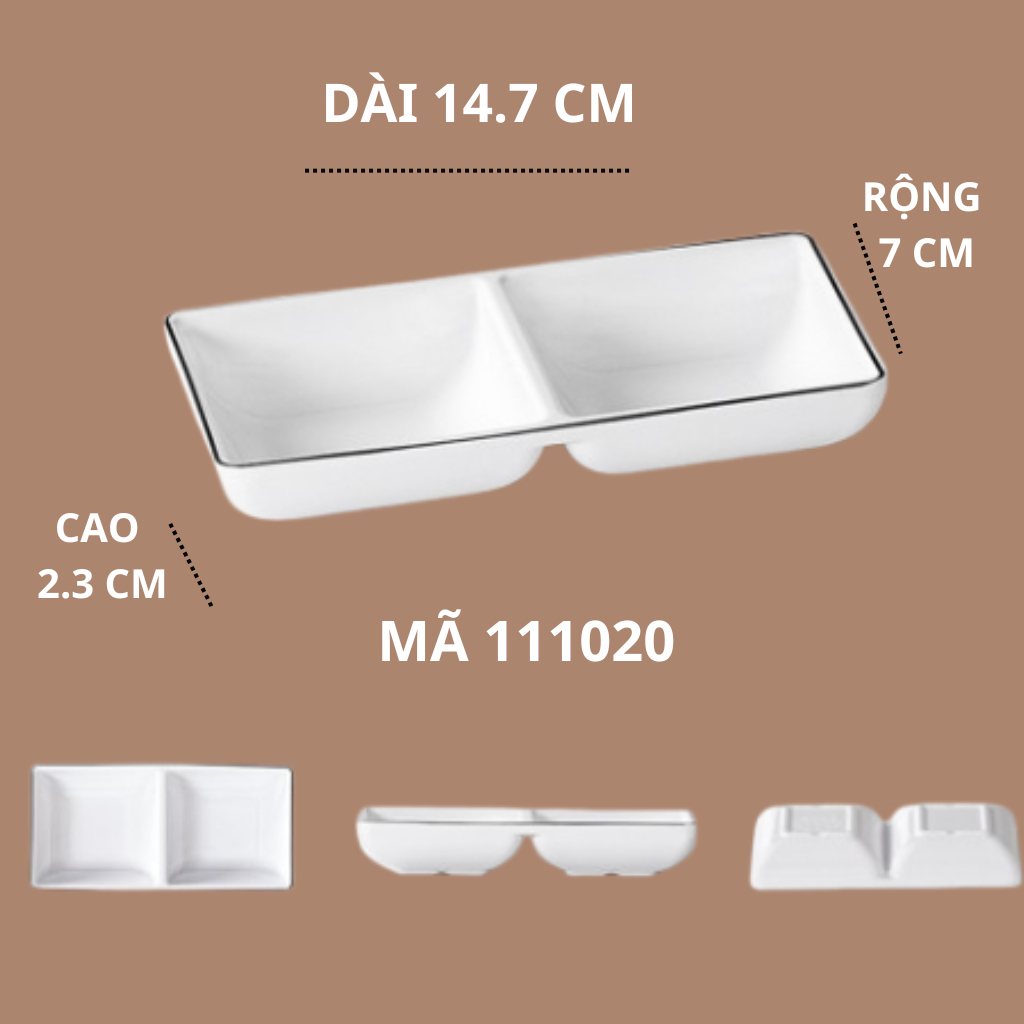 Bát Chấm Vuông Phíp Trắng Viền Đen Melamine Phong Cách Bắc Âu 111020