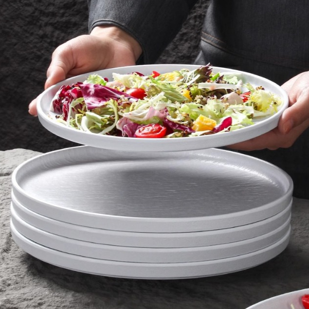 Đĩa Tròn Sâu Vân Đá Trắng Melamine A8 Cao Cấp B362-8.2