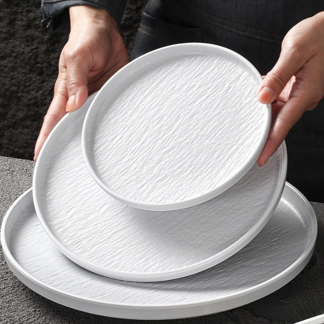 Đĩa Tròn Sâu Vân Đá Trắng Melamine A8 Cao Cấp B362-7