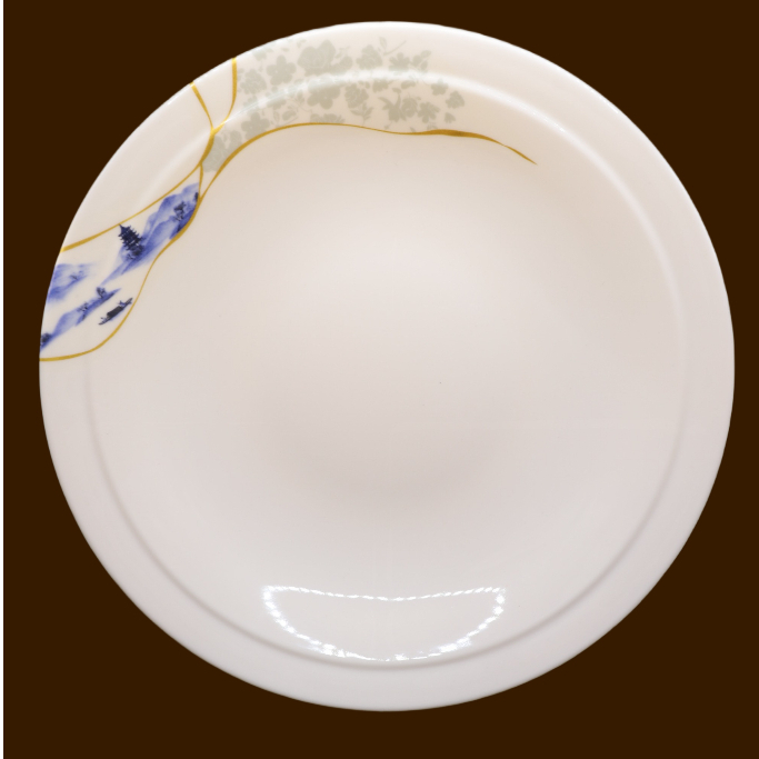 Đĩa Hoa Phương Đông Tròn Có Viền Melamine Cao Cấp 319-10