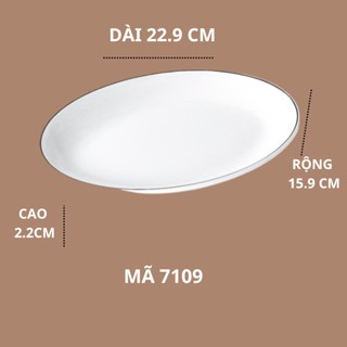 Đĩa Soài Trắng Viền Đen Phong Cách Bắc Âu Melamine A5 7109
