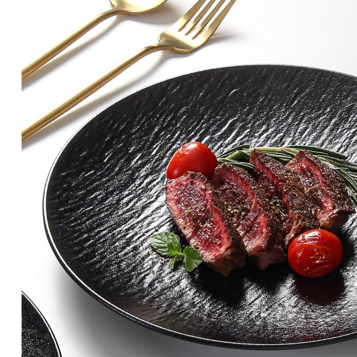 Đĩa Vân Đá Đen Melamine A8 Cao Cấp B386-8