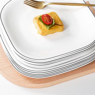 Đĩa Vuông Trắng Viền Đen Phong Cách Bắc Âu Melamine A8 4570