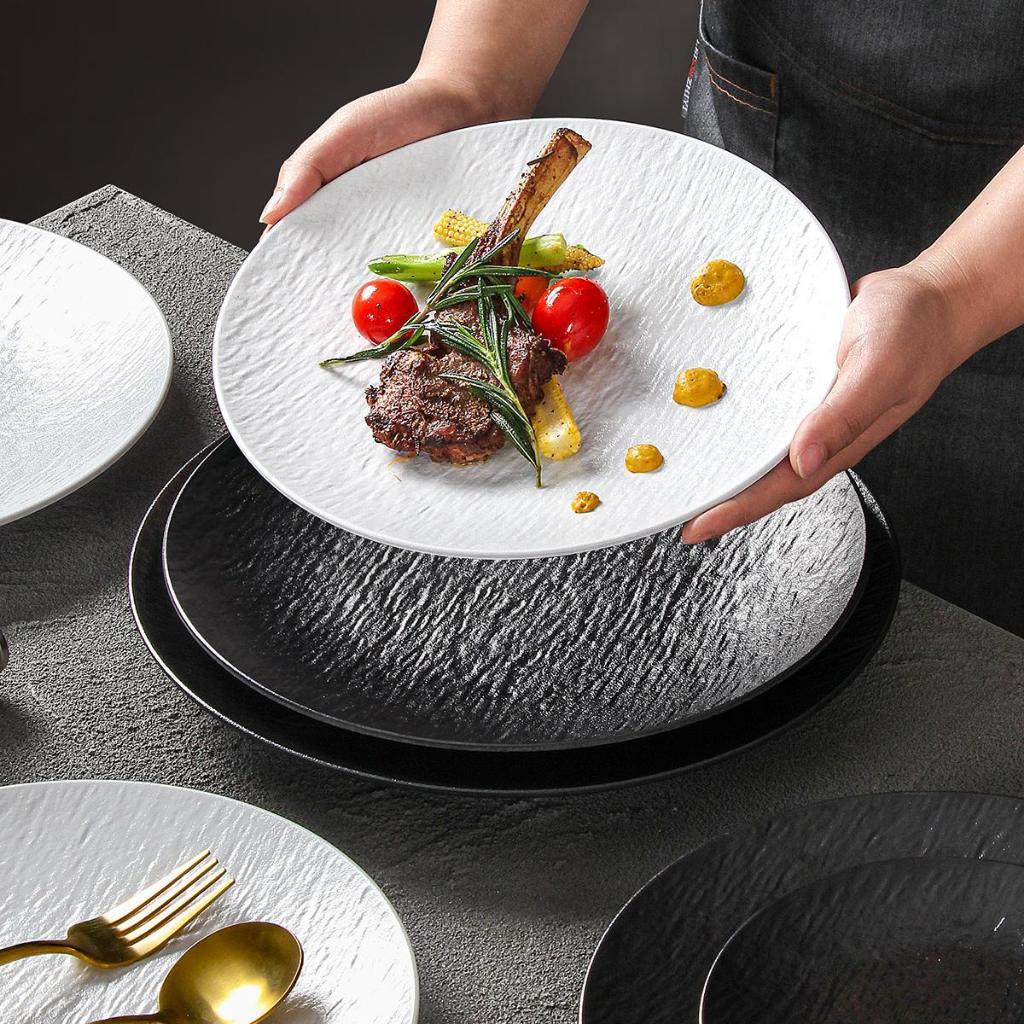 Đĩa Tròn Cạn Vân Đá Trắng Melamine A8 Cao Cấp B386-11
