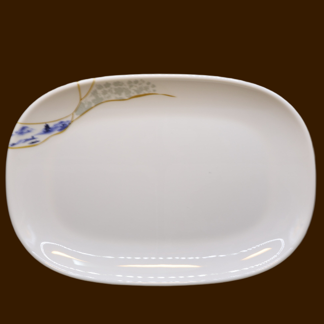 Đĩa Phíp Hoa Phương Đông Hình Bầu Dục Melamine Cao Cấp 303