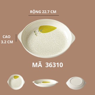 Đĩa Tròn Có Tay Phíp Họa Tiết Lá Tre Phong Cách Nhật Bản 36310