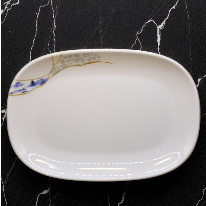 Đĩa Phíp Hoa Phương Đông Hình Bầu Dục Melamine Cao Cấp 303