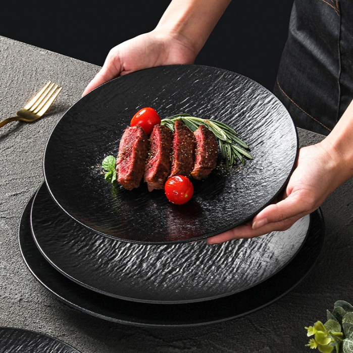 Đĩa Vân Đá Đen Melamine A8 Cao Cấp B386-12