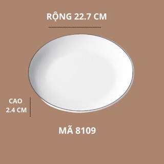 Đĩa Tròn Trắng Viền Đen Phong Cách Bắc Âu Melamine A5 8109