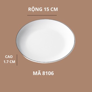 Đĩa Tròn Trắng Viền Đen Phong Cách Bắc Âu Melamine A5 8106