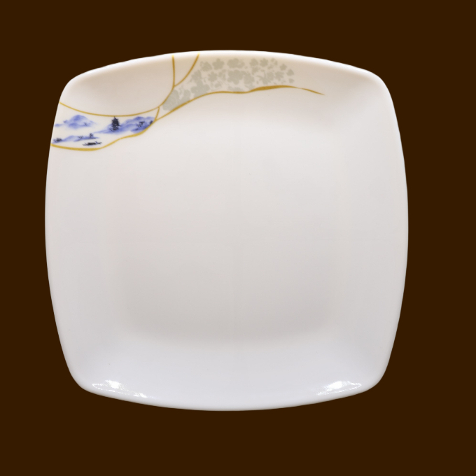 Đĩa Phíp Vuông Sâu Hoa Phương Đông Melamine Cao Cấp R421