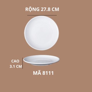 Đĩa Tròn Cạn Phíp Melamine A5 Trắng Cao Cấp 8111